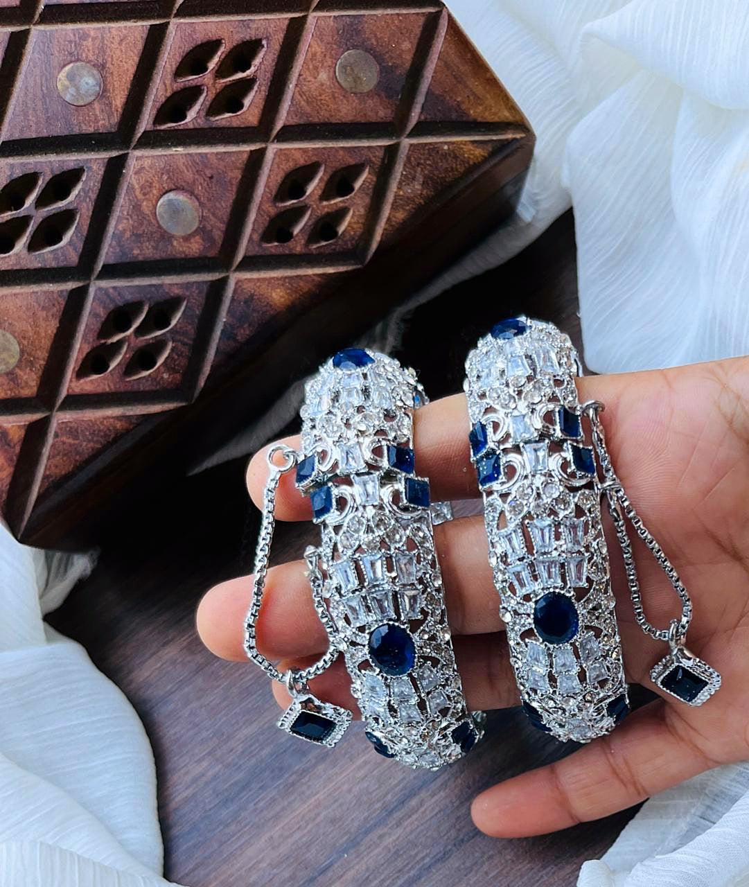 *Silver & Gold Plated High Quality Openable Zircon Studded Bangles*