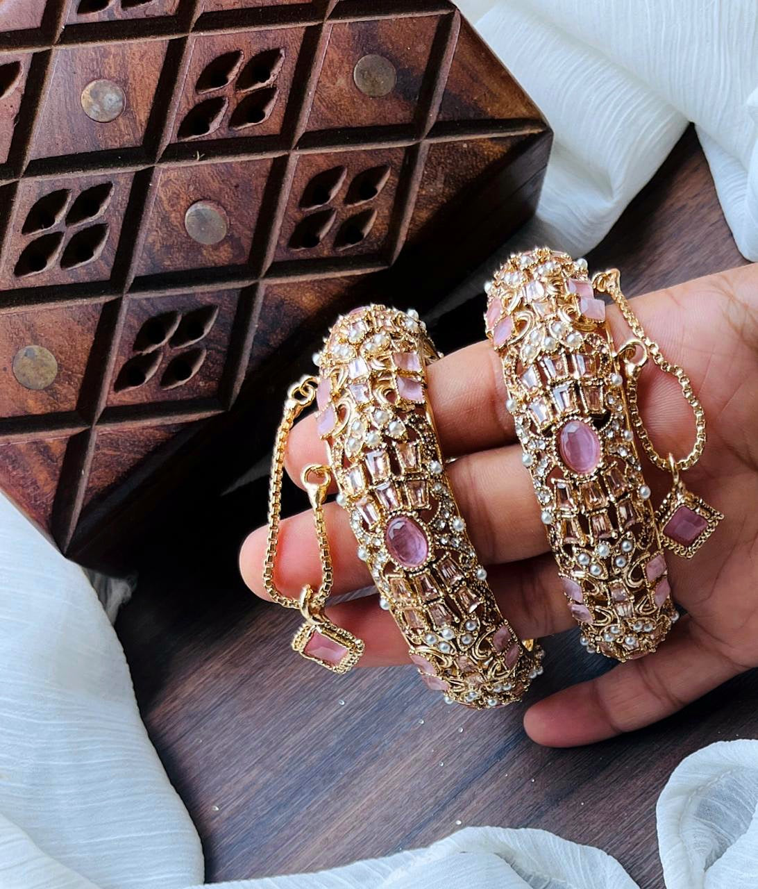 *Silver & Gold Plated High Quality Openable Zircon Studded Bangles*