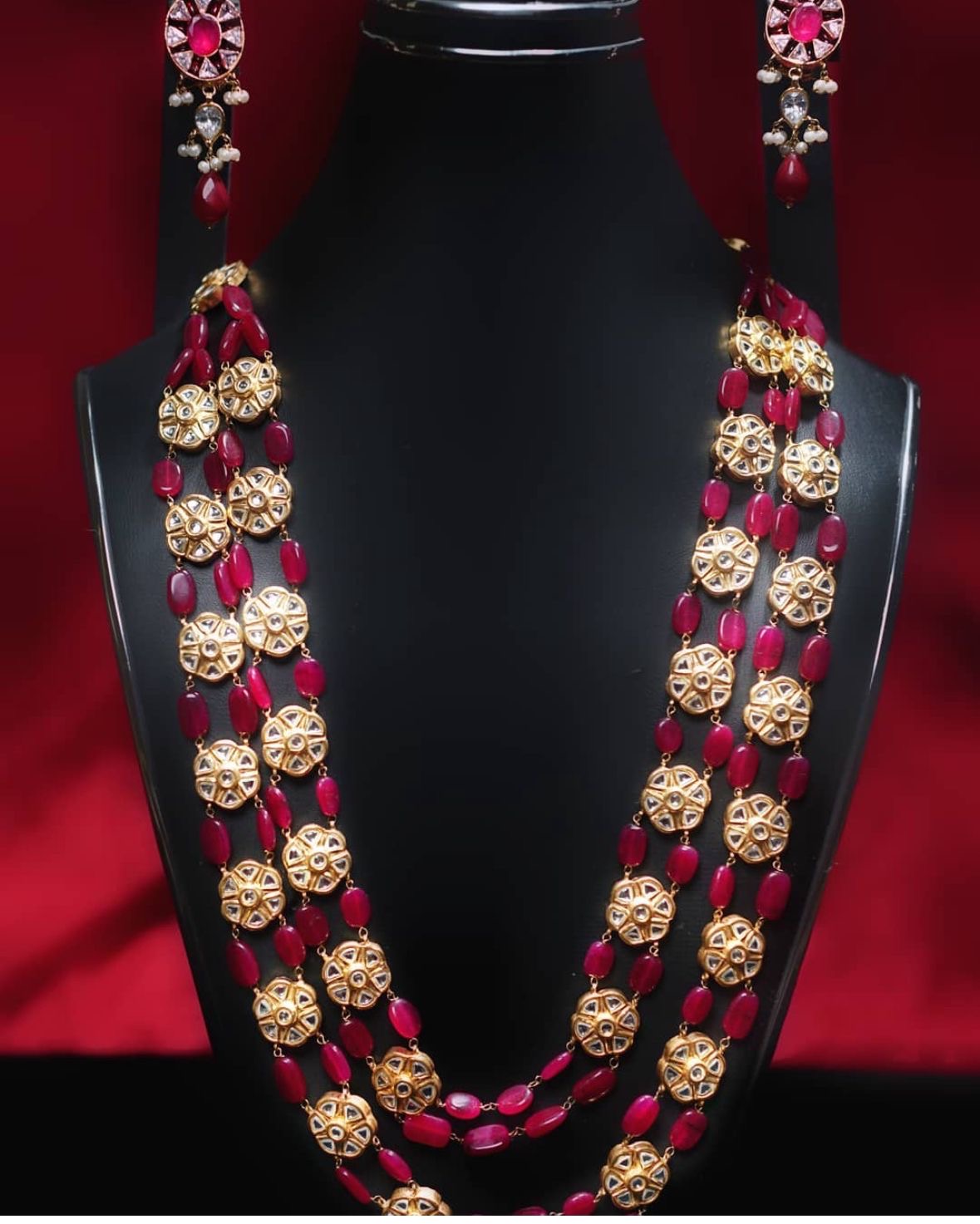 *Made To Order, Mala kundan with motives real stones 21K Gold Plated*