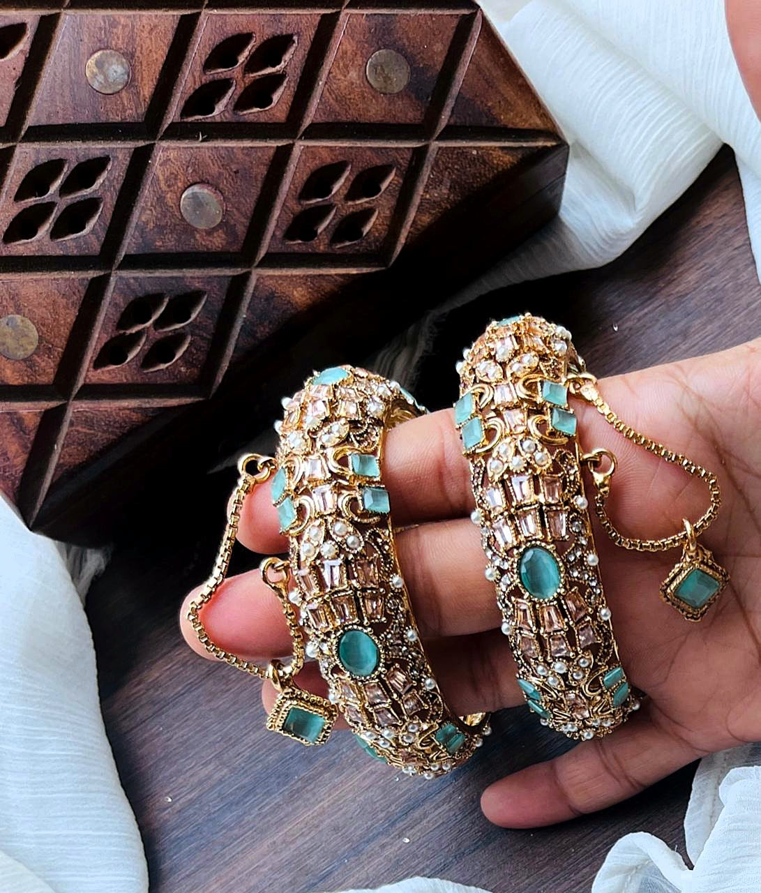 *Silver & Gold Plated High Quality Openable Zircon Studded Bangles*