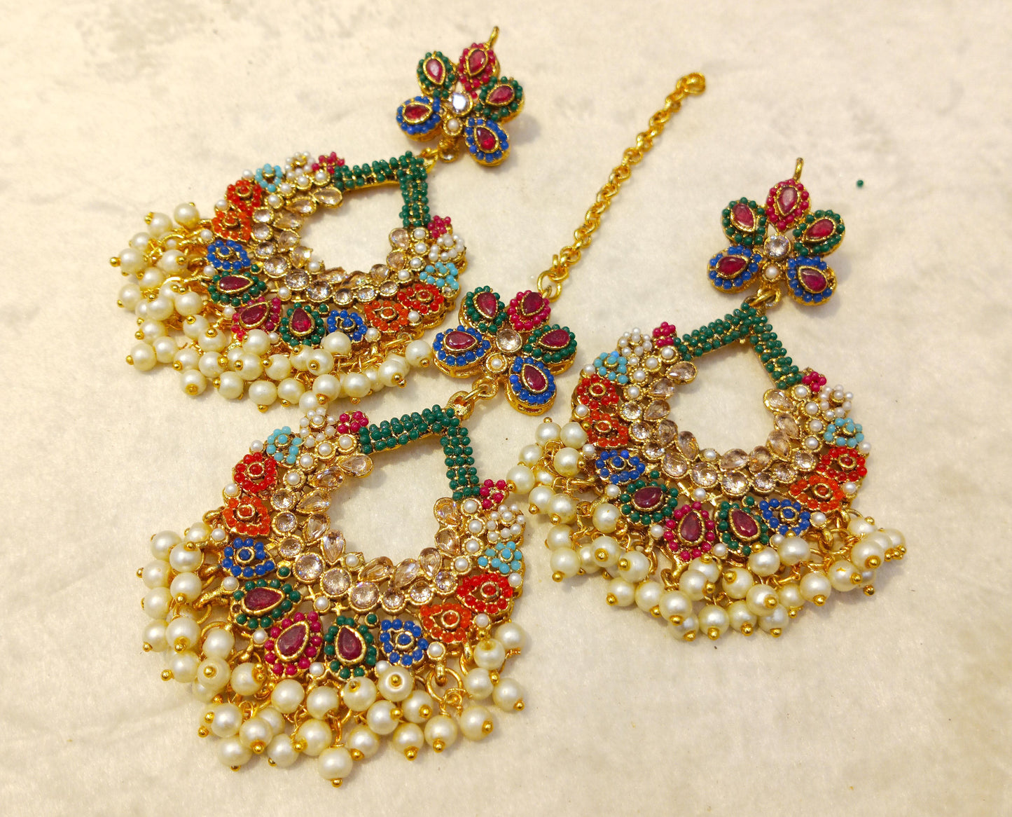 Nauratan earrings & tikka