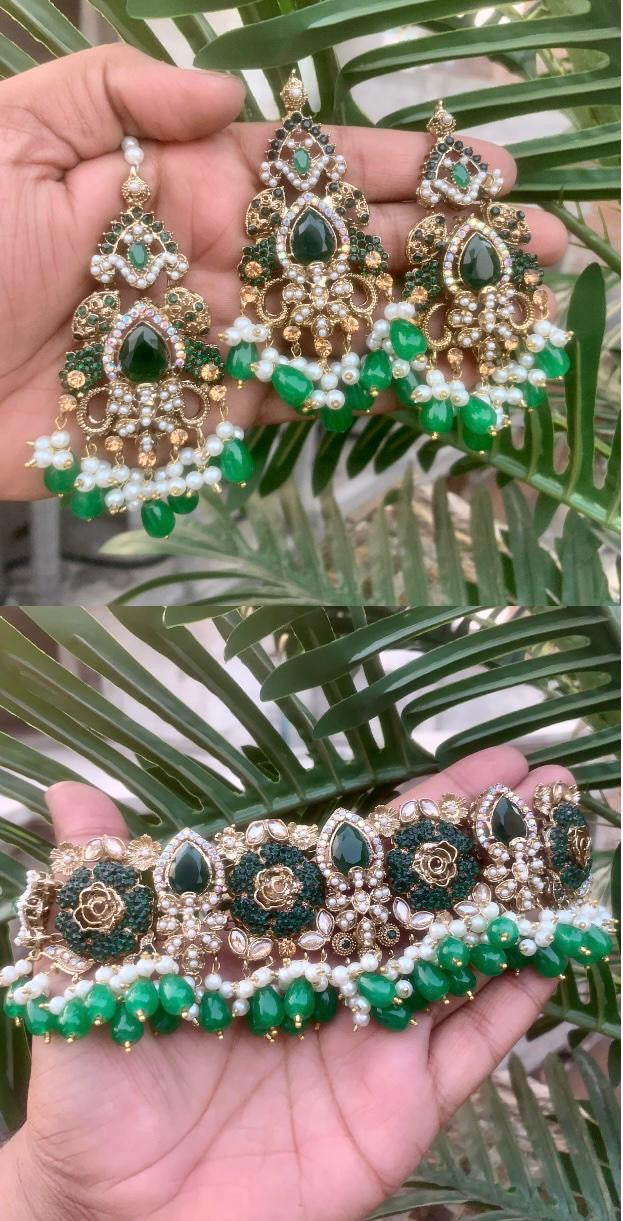 3d stones choker set with Teeka