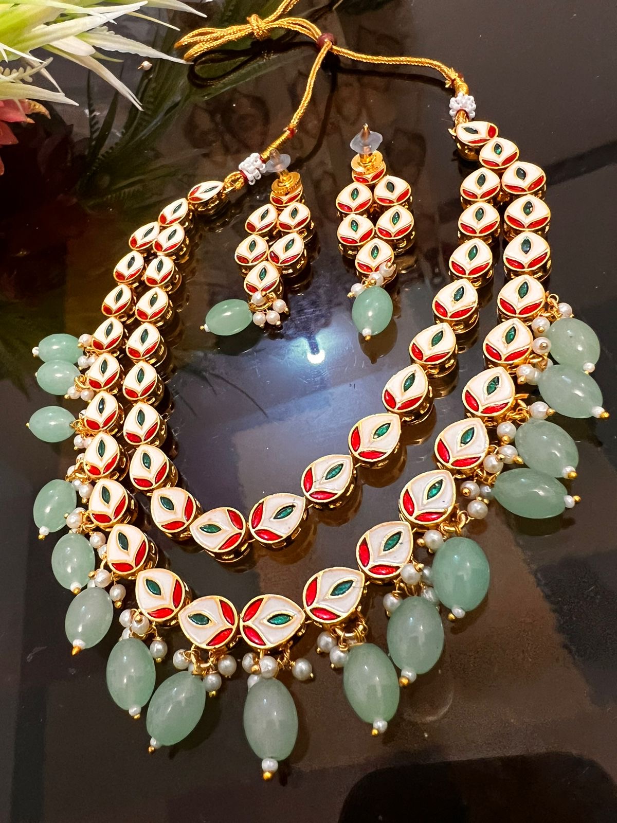 *Sheesh kundan Double Meenakari Mala Sets*