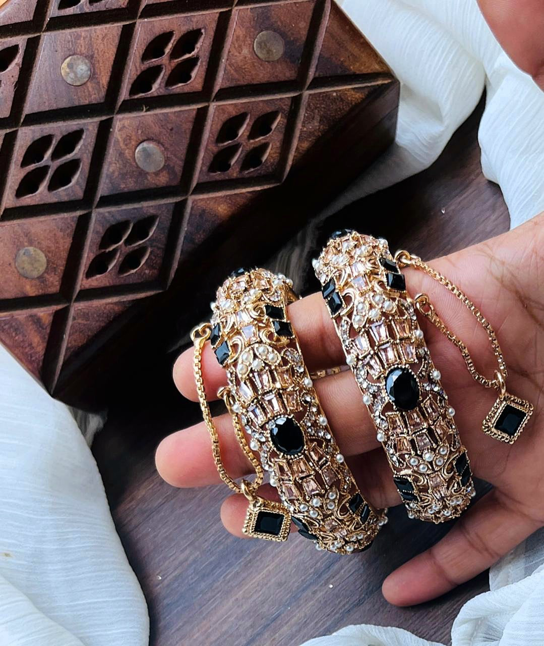 *Silver & Gold Plated High Quality Openable Zircon Studded Bangles*