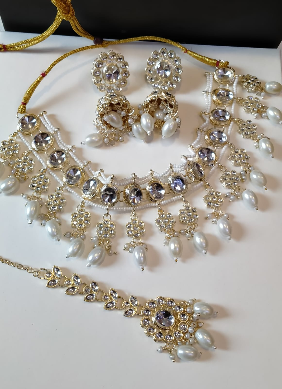 *Kundan Necklace Set with Jhumka and Tikka*