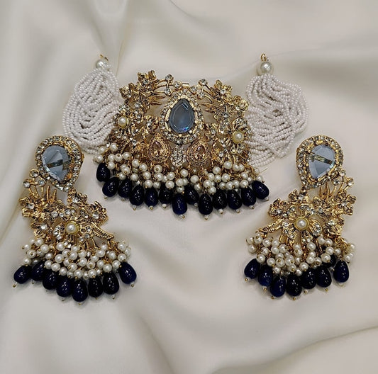 Handmade doublet stone choker set