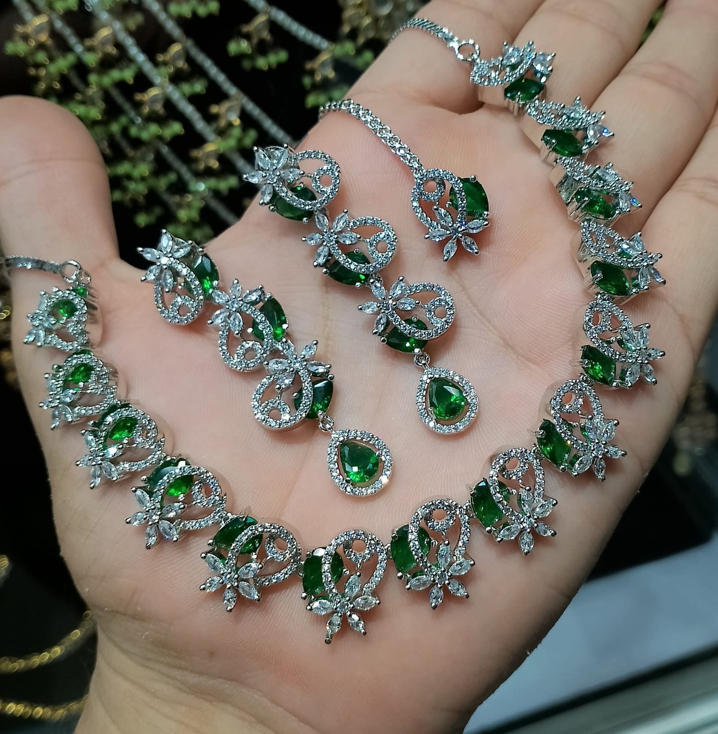 *Zircon Necklace Set with Bindiya*
