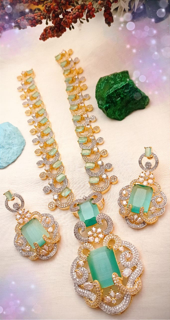*Zircon Mala Set With Earrings*