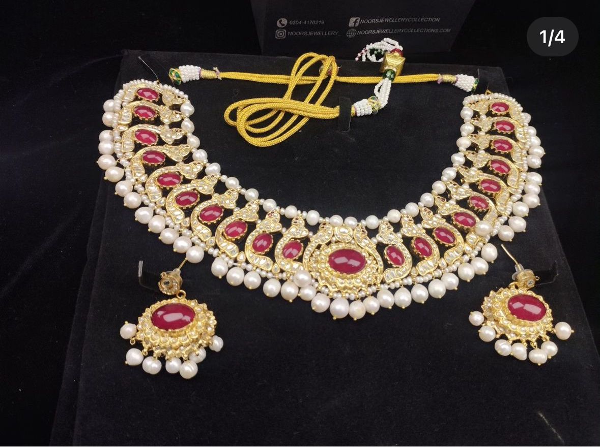 *Made to order, kundan gold plated jewellery with ruby and precious real stones*