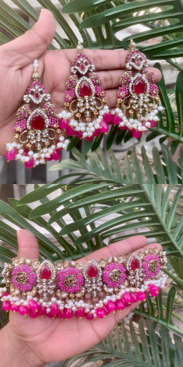 3d stones choker set with Teeka