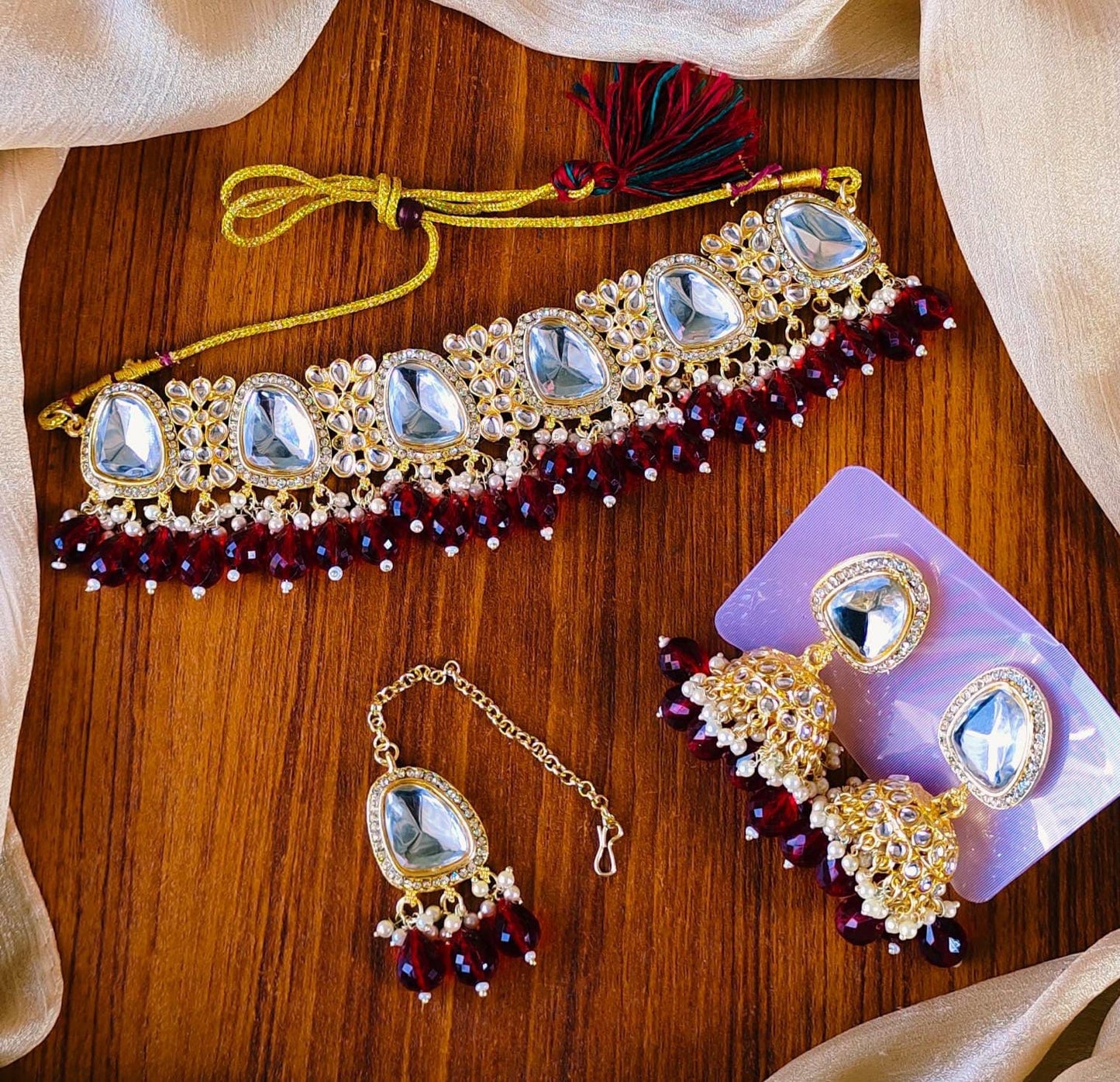 *Designer Collection Indian Uncut Kundan Fancy Choker Set With Teeka✨
