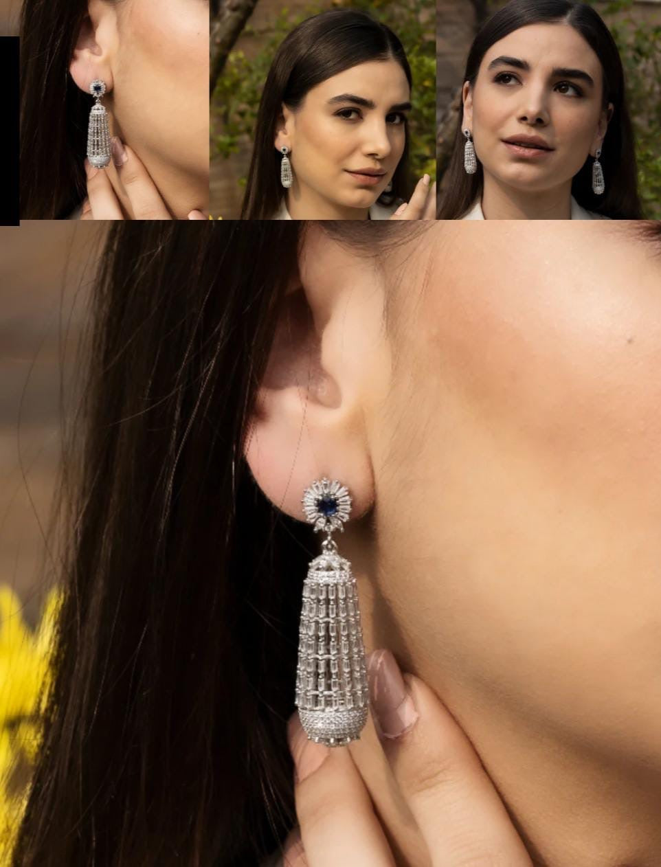 Zircon earrings danglers