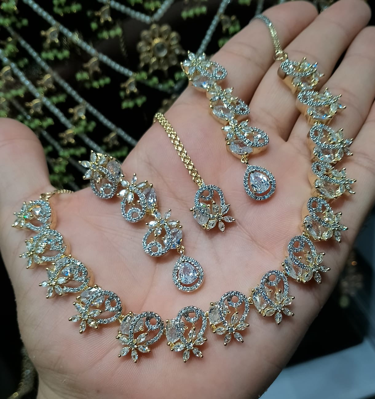 *Zircon Necklace Set with Bindiya*