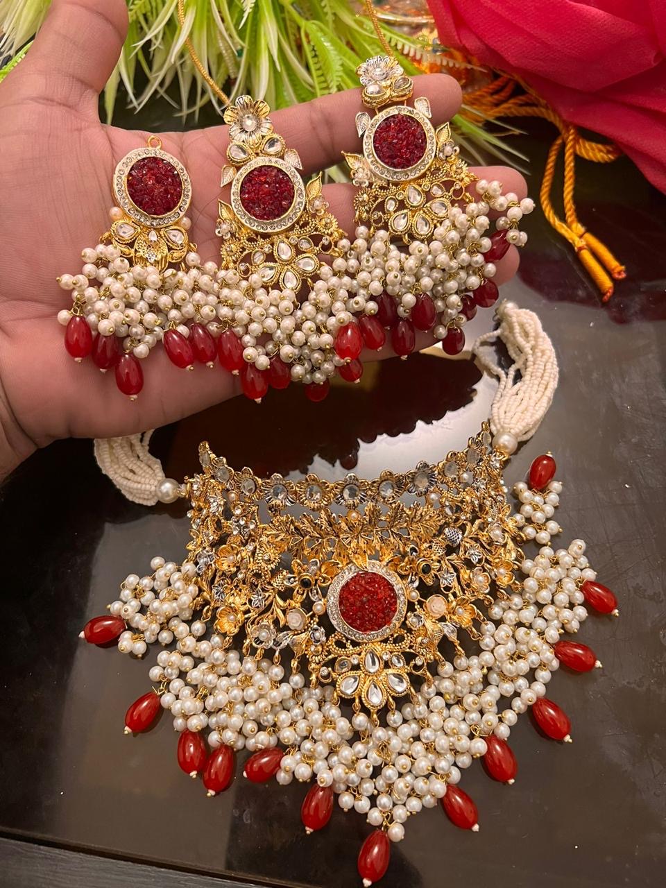 Crush stones bridal set
