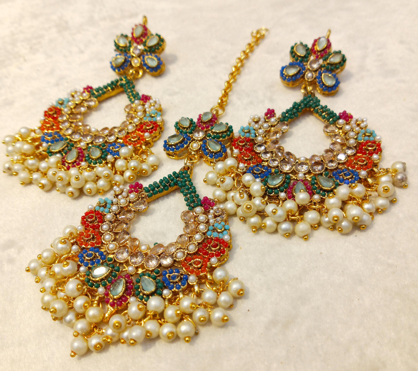 Nauratan earrings & tikka