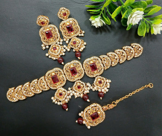 ELEGANT CHAOKAR SET BEAUTIFUL DESIGN AND BEST FINISHED STONE WORK