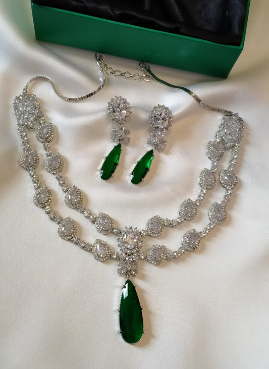 American Diamond Zircon Necklace Set