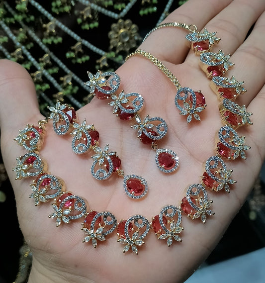 *Zircon Necklace Set with Bindiya*