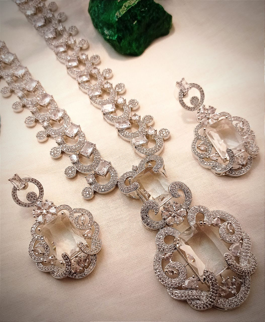 *Zircon Mala Set With Earrings*