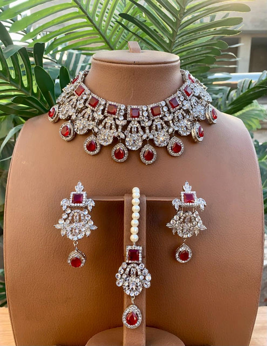 Silver plated Zircon sets with bindiya