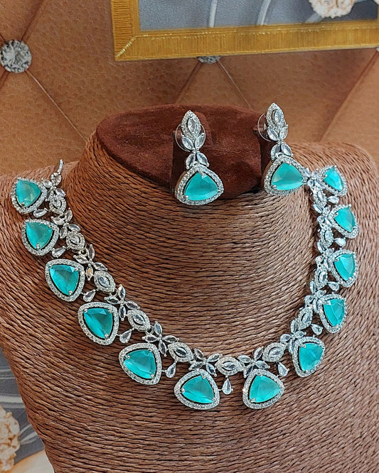 Indian zarcon stone AD fine quality necklace set