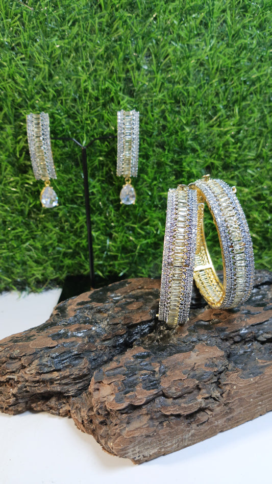 Zircon bangles gold plated
Earring with gold Smart look
Bangles Rs5000
Earring Rs2400