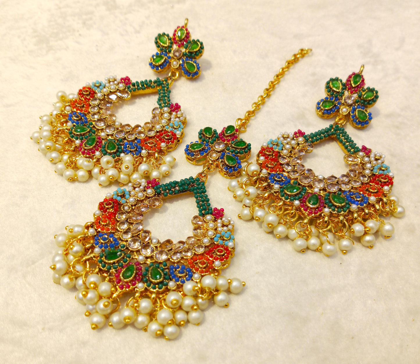 Nauratan earrings & tikka