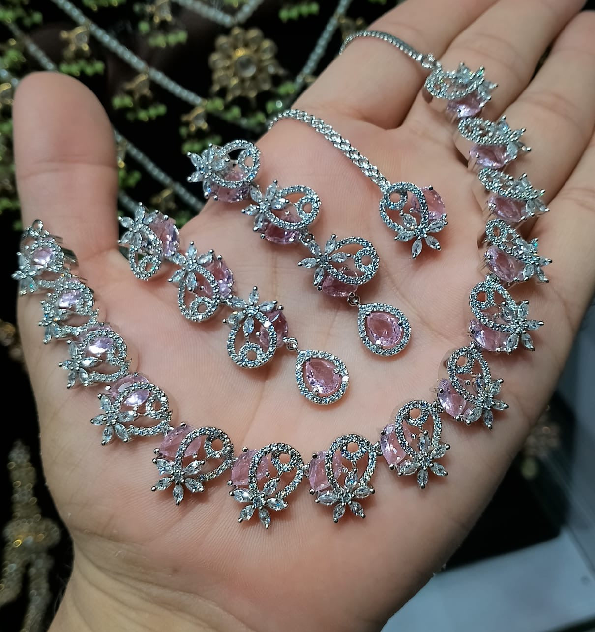 *Zircon Necklace Set with Bindiya*