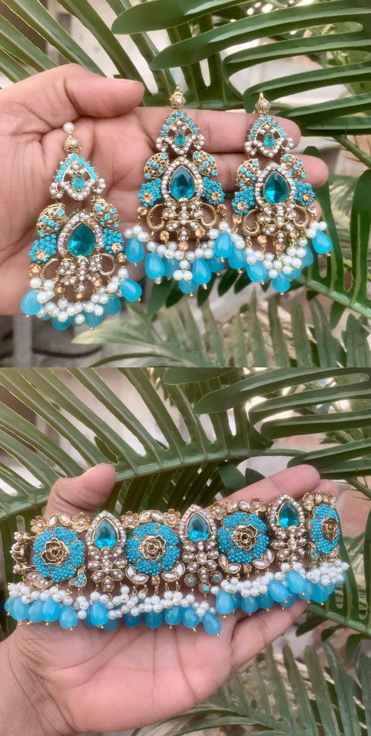 3d stones choker set with Teeka