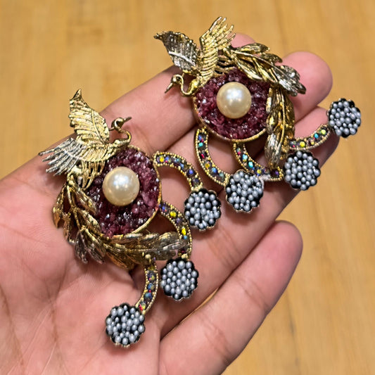 Antique style handmade crush earrings