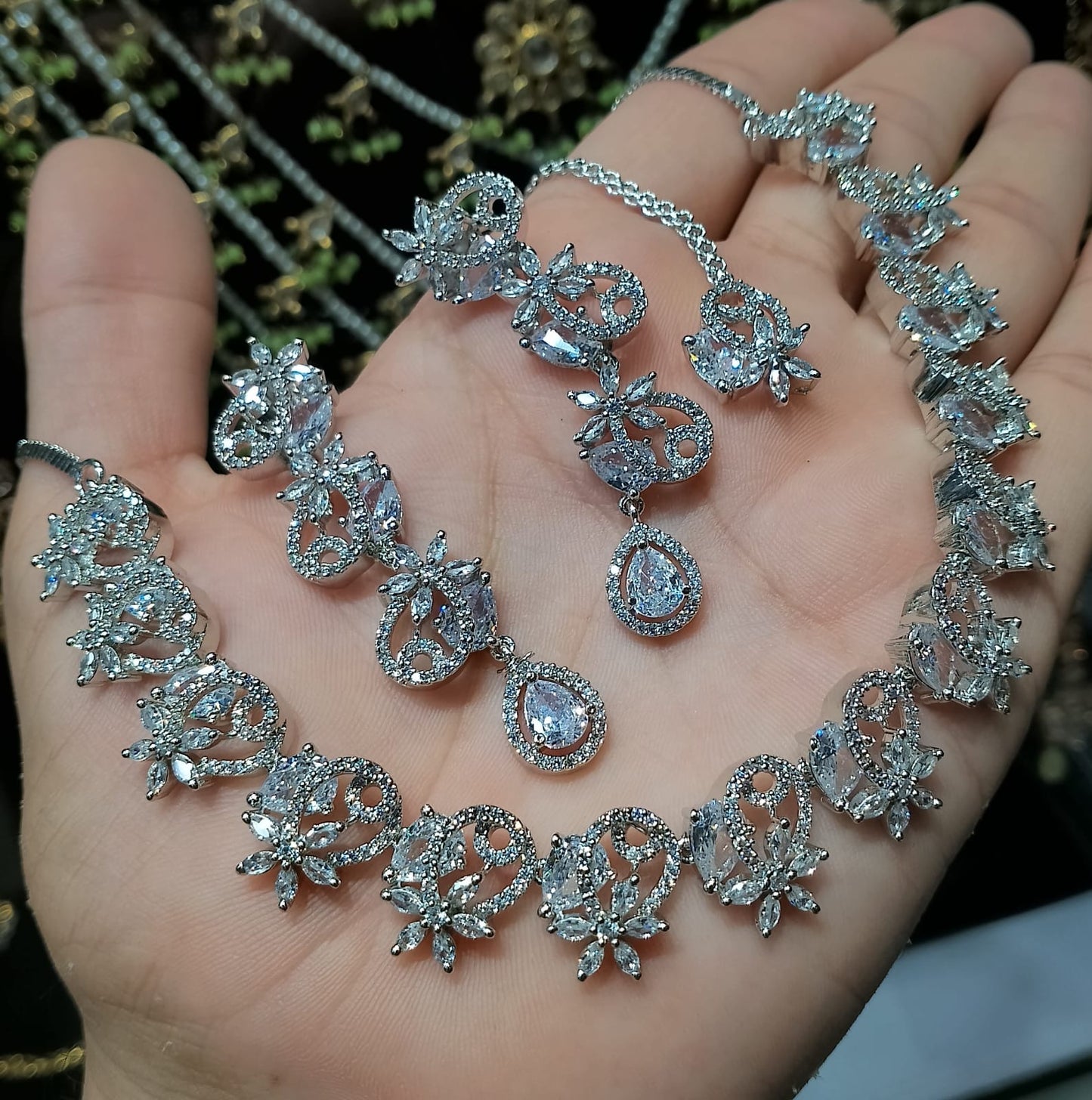 *Zircon Necklace Set with Bindiya*