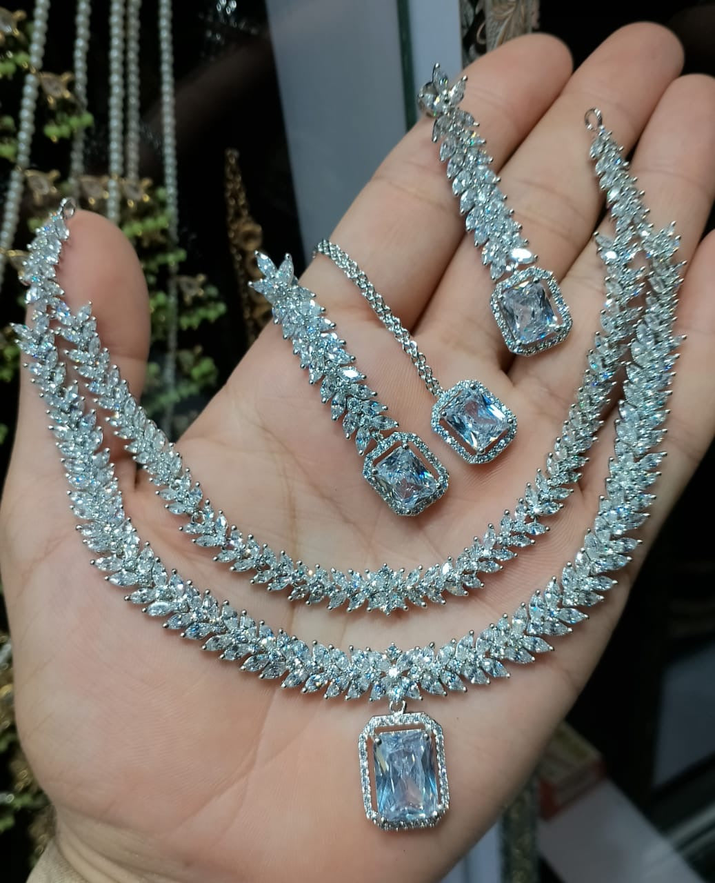 *Zircon double layered necklace sets with bindiya*