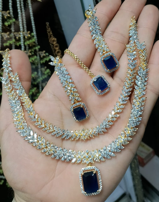 *Zircon double layered necklace sets with bindiya*