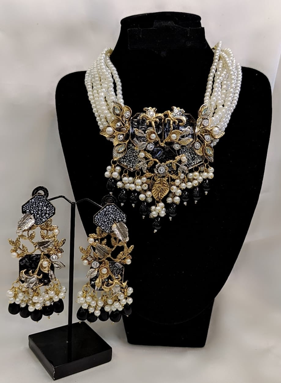 Designer collection Handmade turkish work chokkar with big size earrings