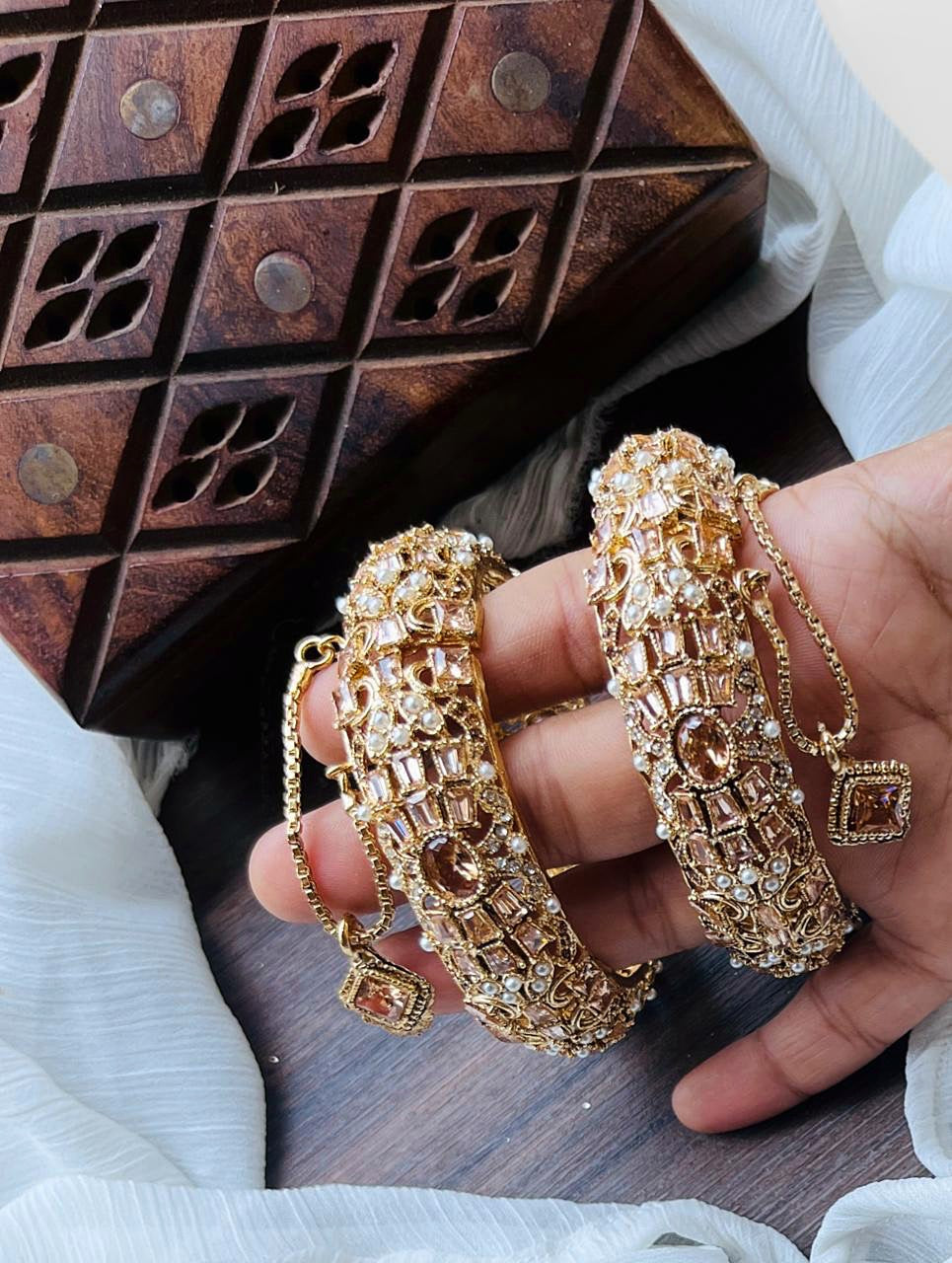 *Silver & Gold Plated High Quality Openable Zircon Studded Bangles*