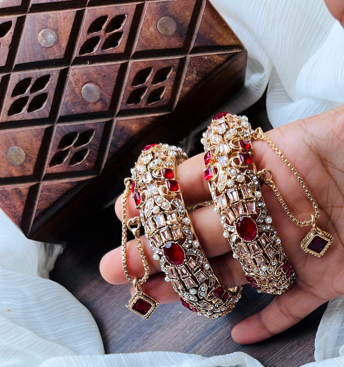 *Silver & Gold Plated High Quality Openable Zircon Studded Bangles*
