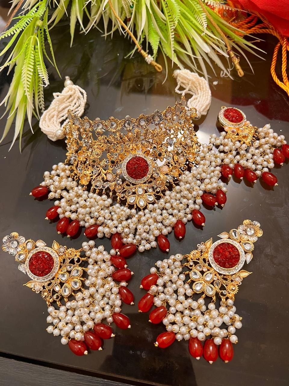 Crush stones bridal set