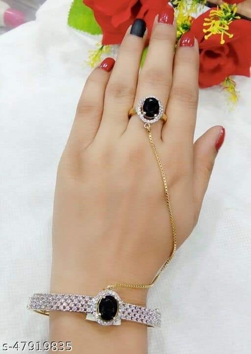 *Indian Zircon Anja Bracelet with Adjustable Ring*