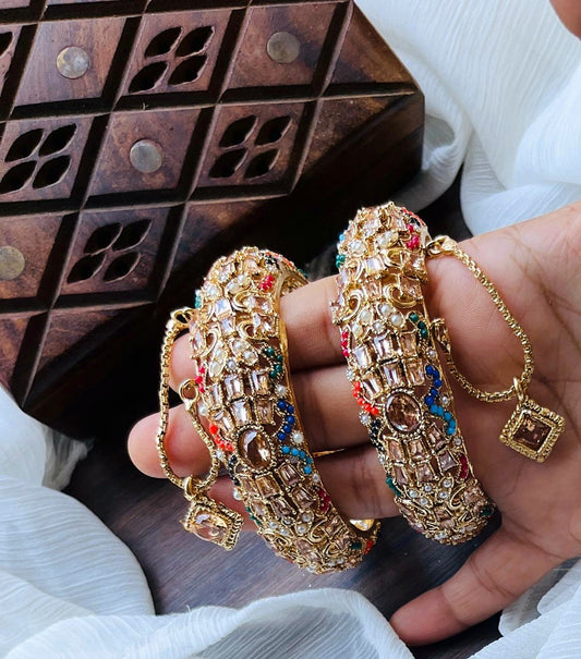 *Silver & Gold Plated High Quality Openable Zircon Studded Bangles*