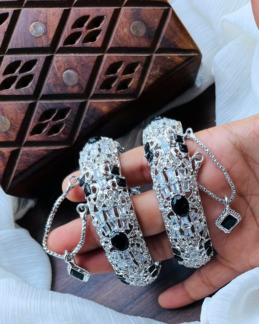 *Silver & Gold Plated High Quality Openable Zircon Studded Bangles*