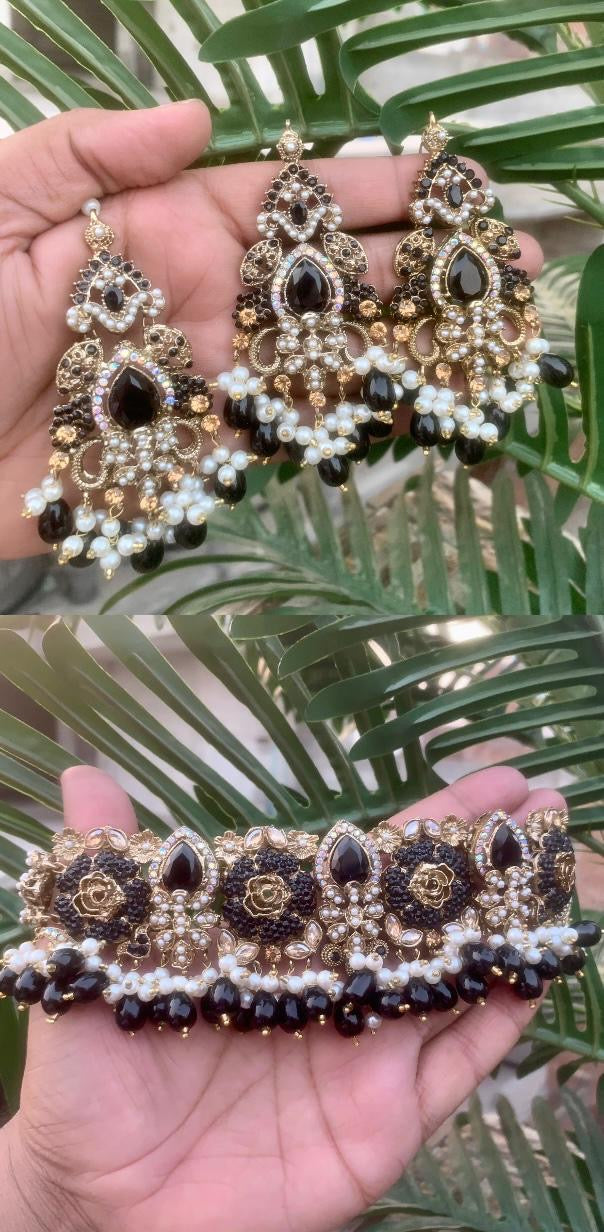 3d stones choker set with Teeka