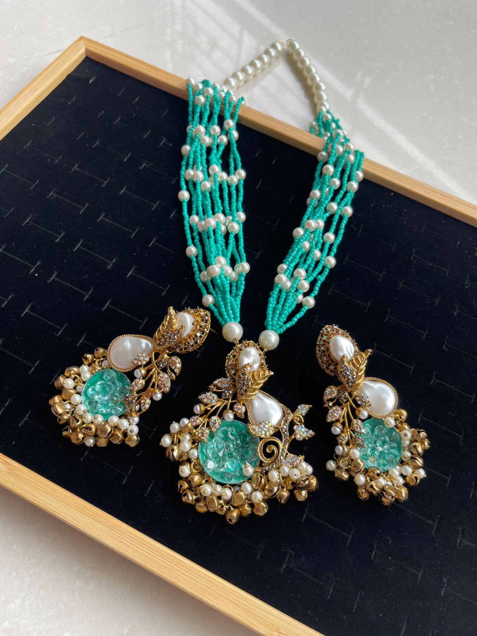 Handmade turkish work with mother pearl pandent maala set