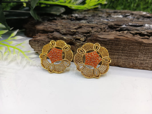 Gold style real stones tops/studs