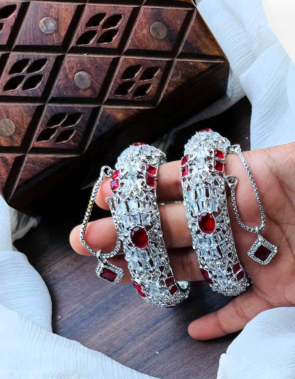 *Silver & Gold Plated High Quality Openable Zircon Studded Bangles*