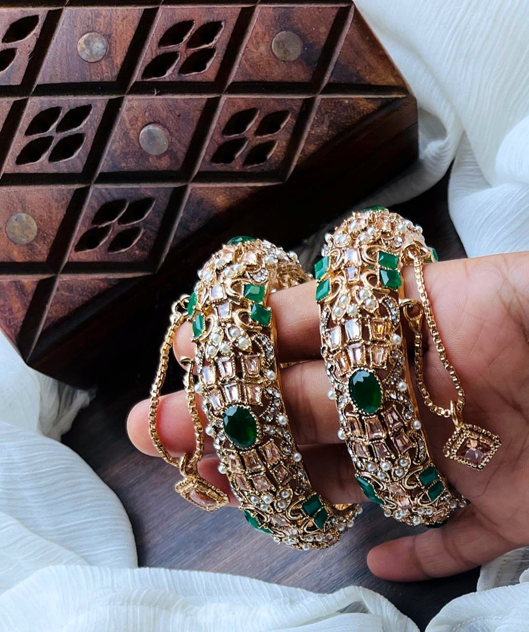 *Silver & Gold Plated High Quality Openable Zircon Studded Bangles*