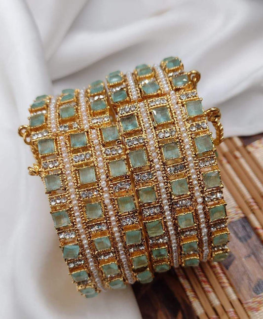 Square stones openable bangles