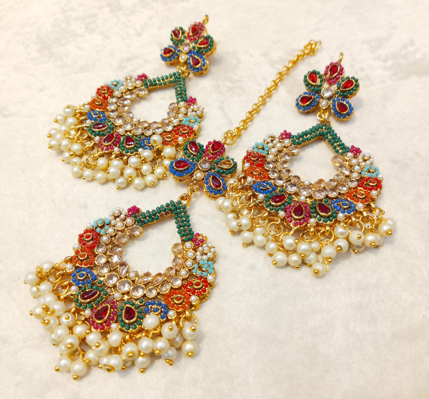 Nauratan earrings & tikka