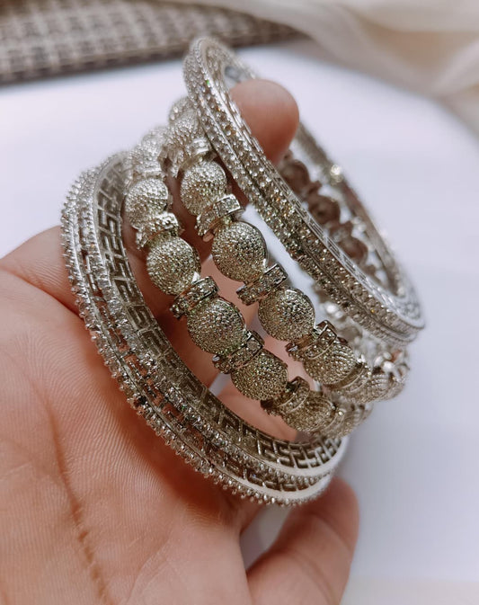 Premium Quality American Diamond Zarcon ⁶Pec Bangels Size ².4 ².6 ².8 ².10