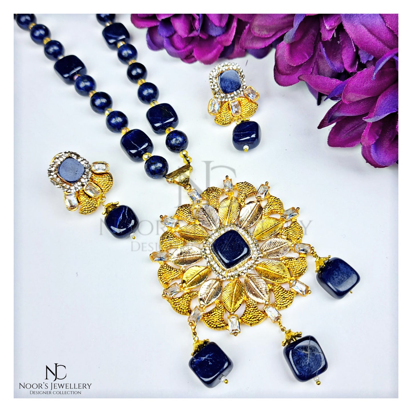 Sapphire Floral Pendent Mala