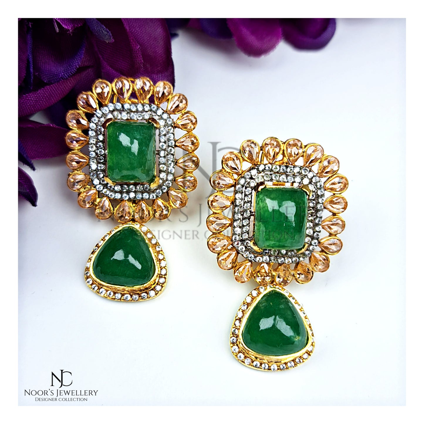 925 Emerlad Earrings